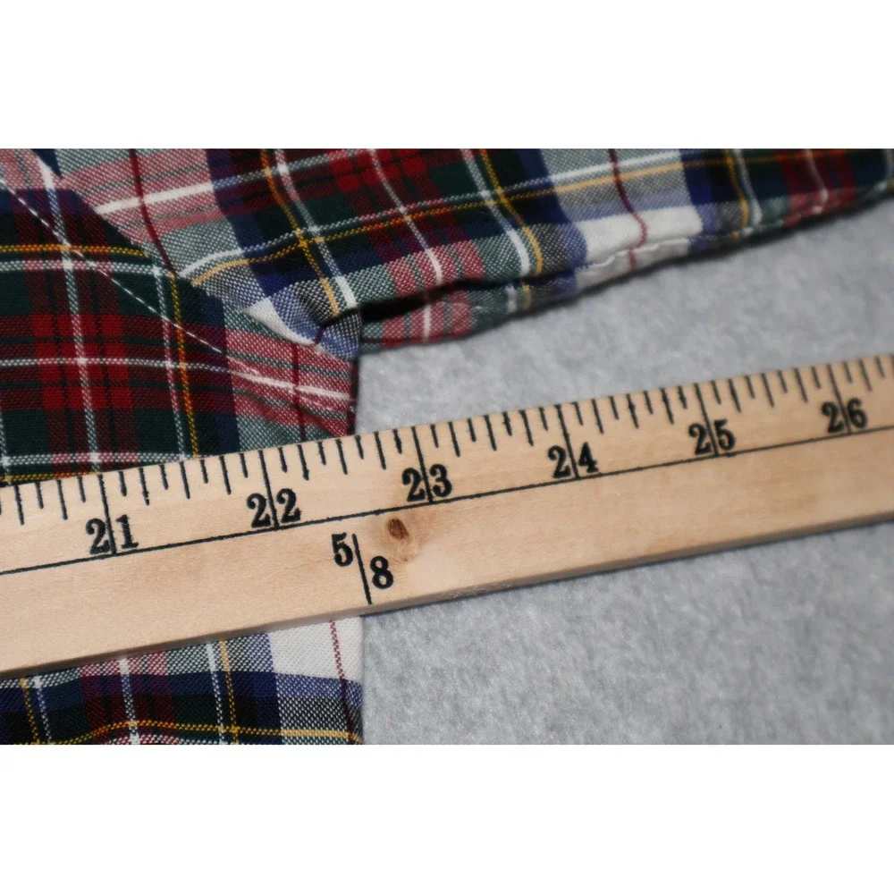 J.Crew Button Down Shirt Mens Large Red Green Plaid Broken-In Oxford Slim Fit